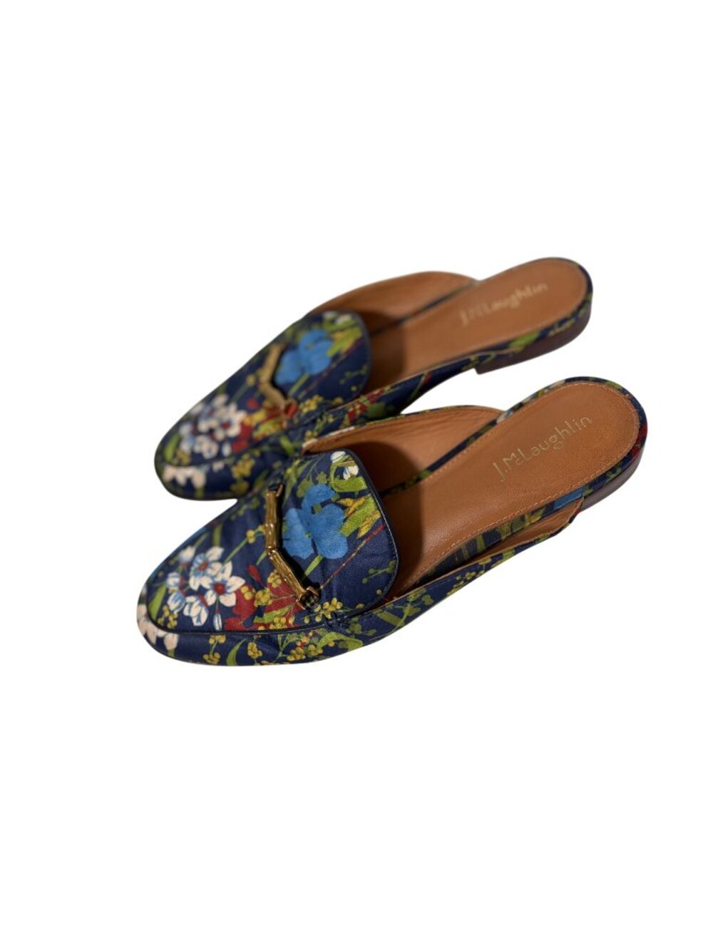 j McLaughlin Womens Size 7.5 Slip On Slide Floral Shoes Slide Flat Mule Blue